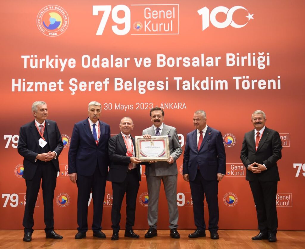 TOBB’dan Başkan Demir’e şeref belgesi