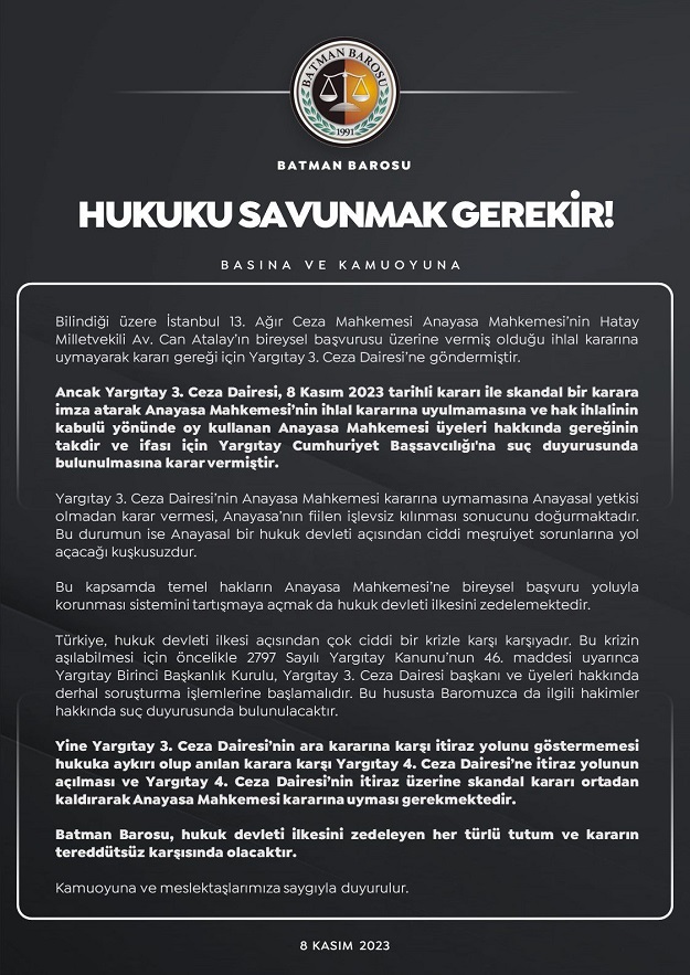 HUKUKU SAVUNMAK GEREKİR!
