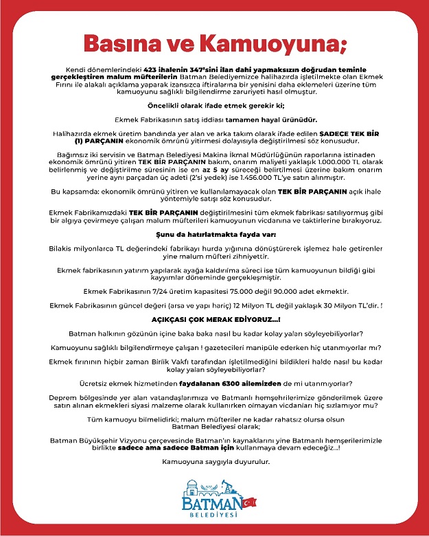 BELEDİYEDEN EKMEK FABRİKASI AÇIKLAMASI