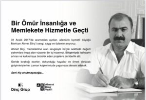AHMET DİNÇ ÖLÜM YILDÖNÜMÜNDE ANILDI
