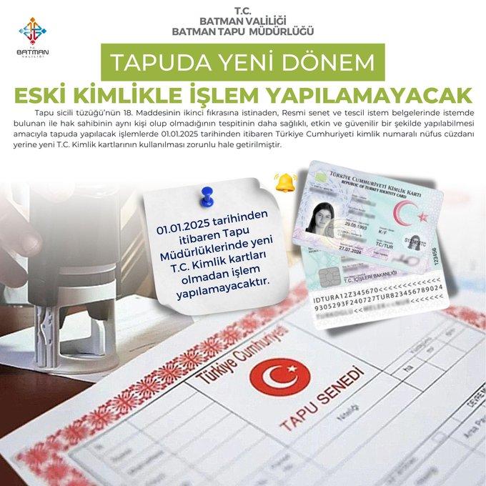 Eski Nüfus Cüzdanlarıyla Tapu İşlemi Yapılamayacak