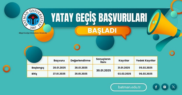 Üniversitede Yatay Geçiş Başvuruları Başladı.
