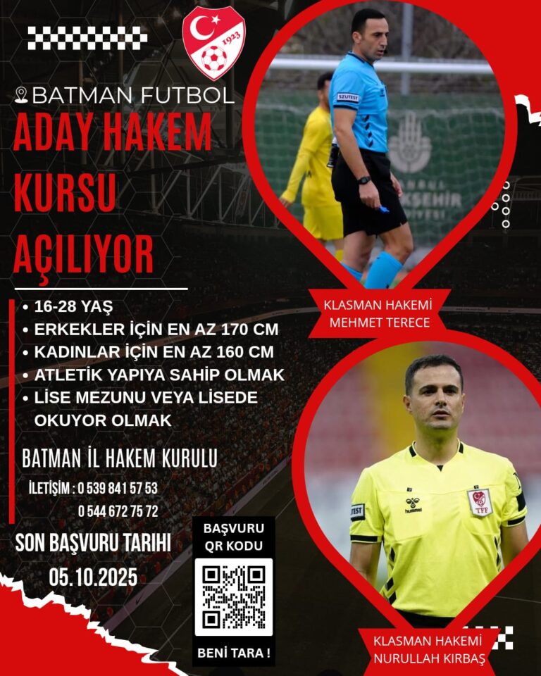 Batman’da Uzun Süredir Beklenen Hakemlik Kursu Açılıyor