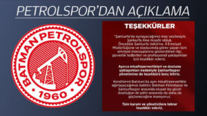 Petrolspor’dan Şanlıurfa’ya Teşekkür